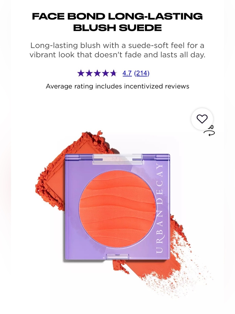 Urban Decay Face Bond Blush Suede — in the color Sunset&Vine- Brand New